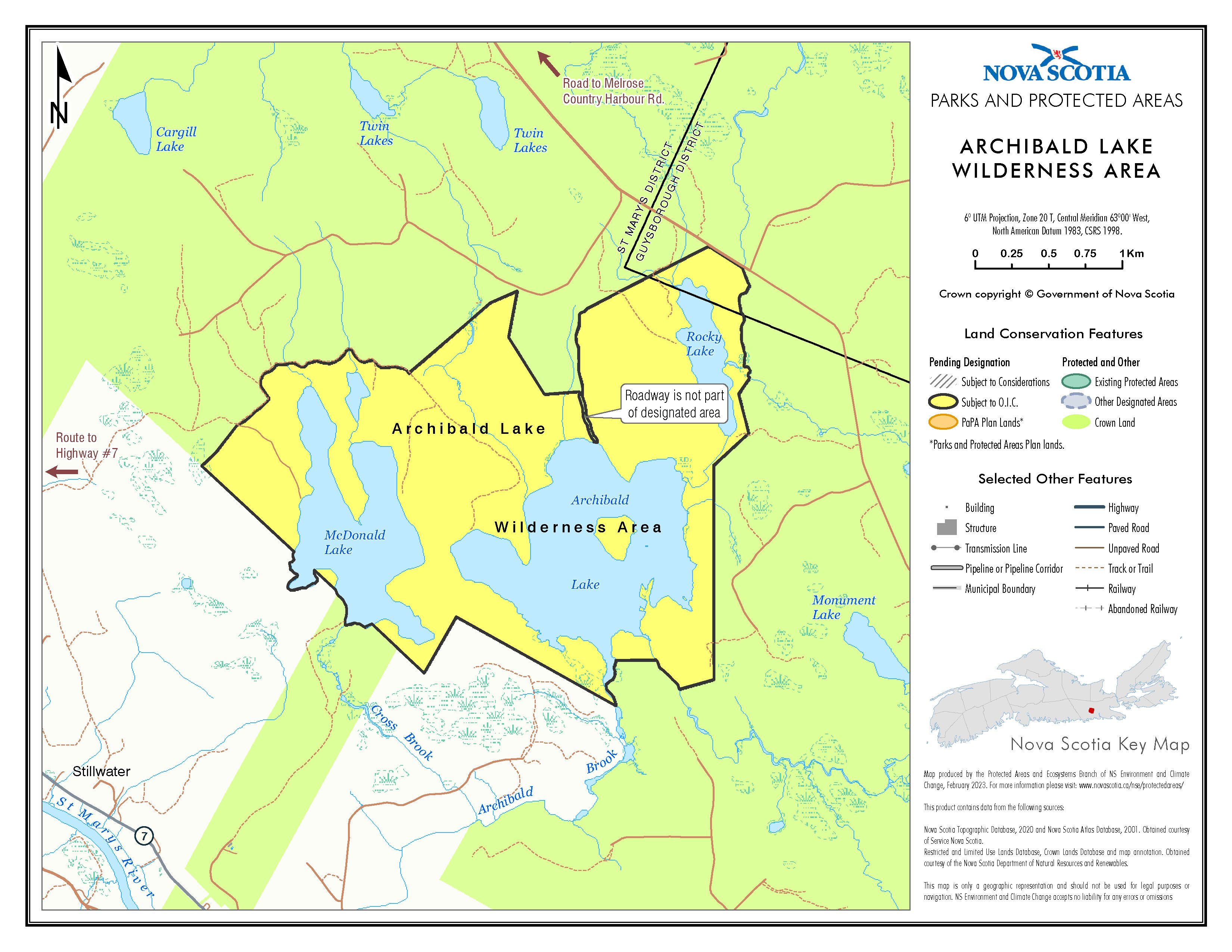 Graphic showing map of Archibald Lake Wilderness Area
